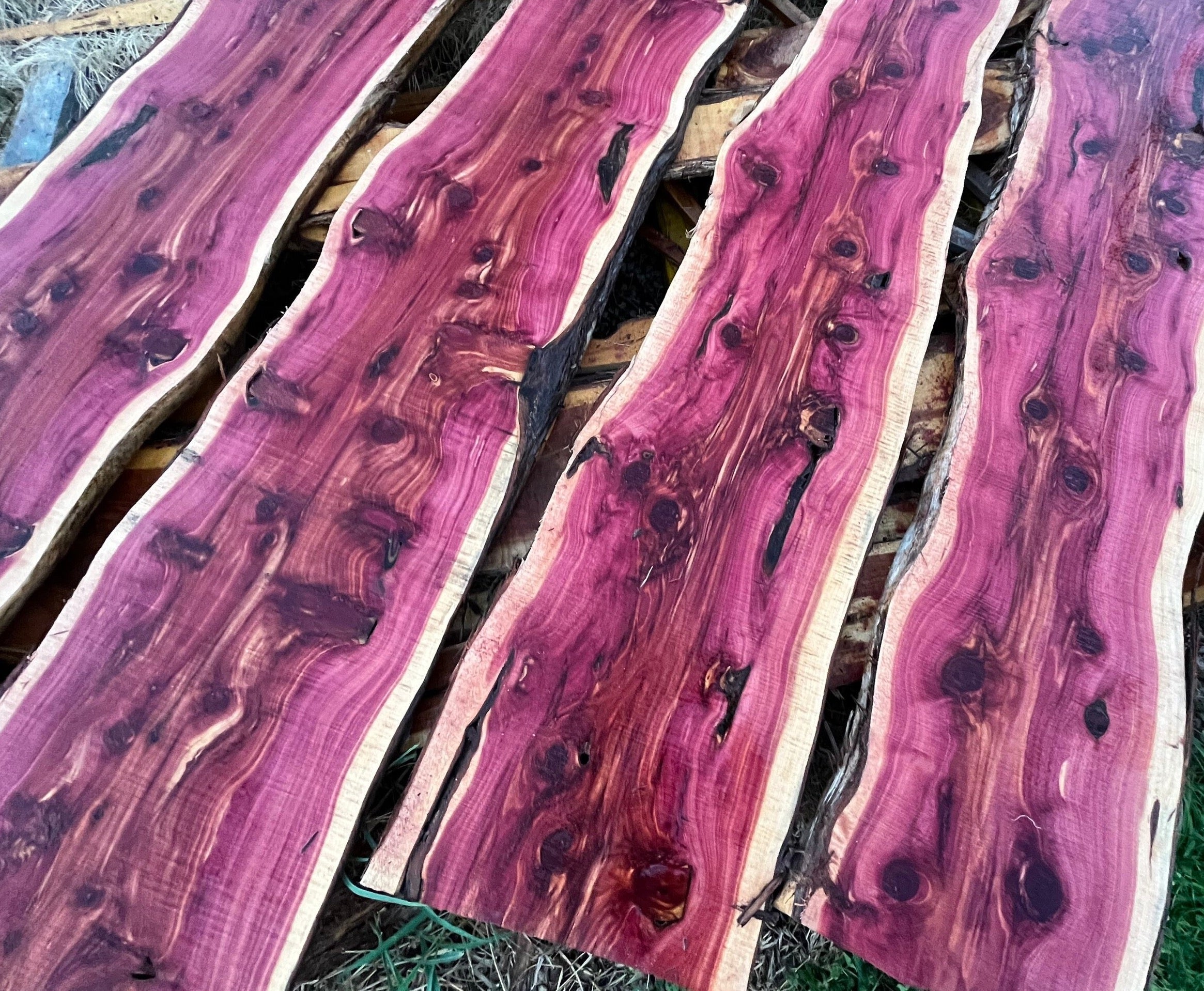 Aromatic Eastern red cedar newest purple heart live edge slab #2