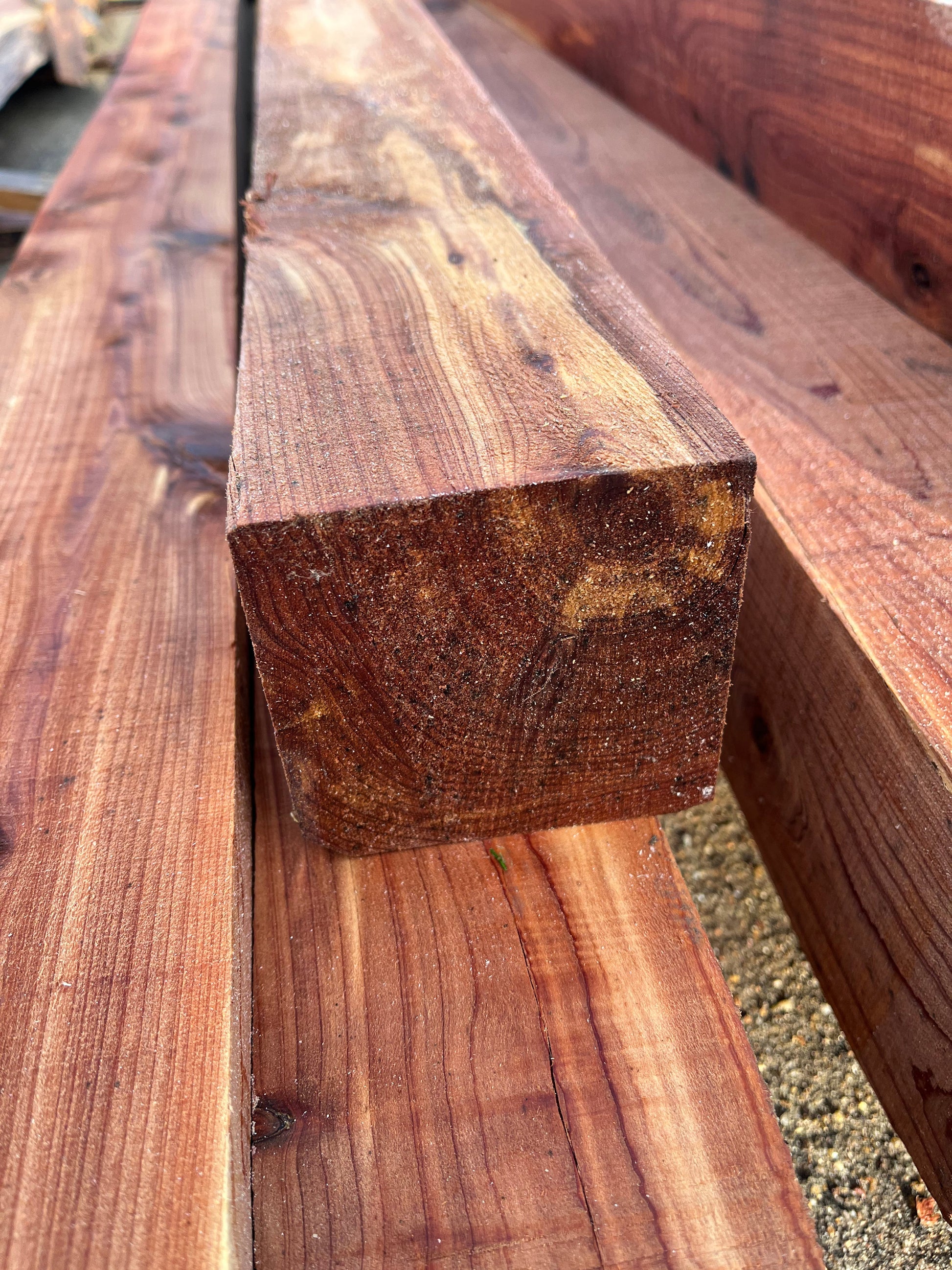 Eastern Red Cedar Beam - Deep Red Color When Sanded and Finished