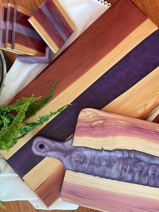 Red Cedar Epoxied Charcuterie Board Set